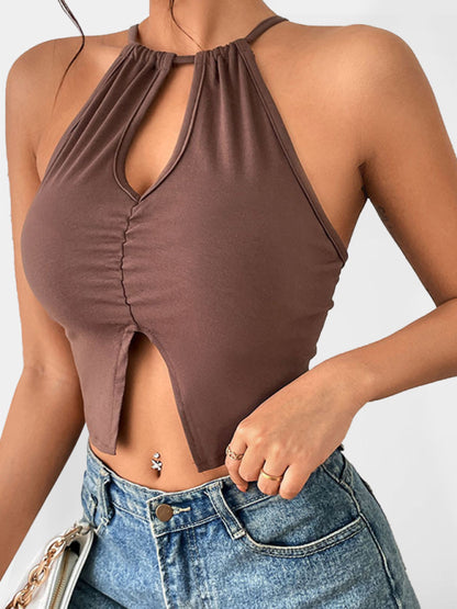 Hollow Spice Girl Top Sexy Tight Halter Neck Camisole