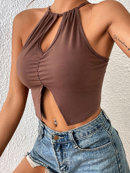 Hollow Spice Girl Top Sexy Tight Halter Neck Camisole