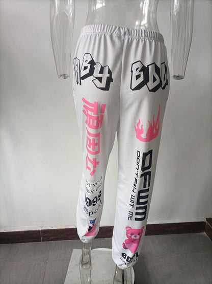 Print Fashion Elastic Waist Casual Harem Pants