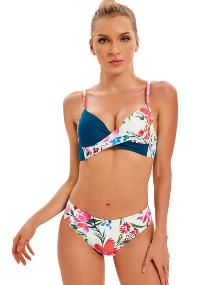 Tropical Floral Print Bikini Swimsuit