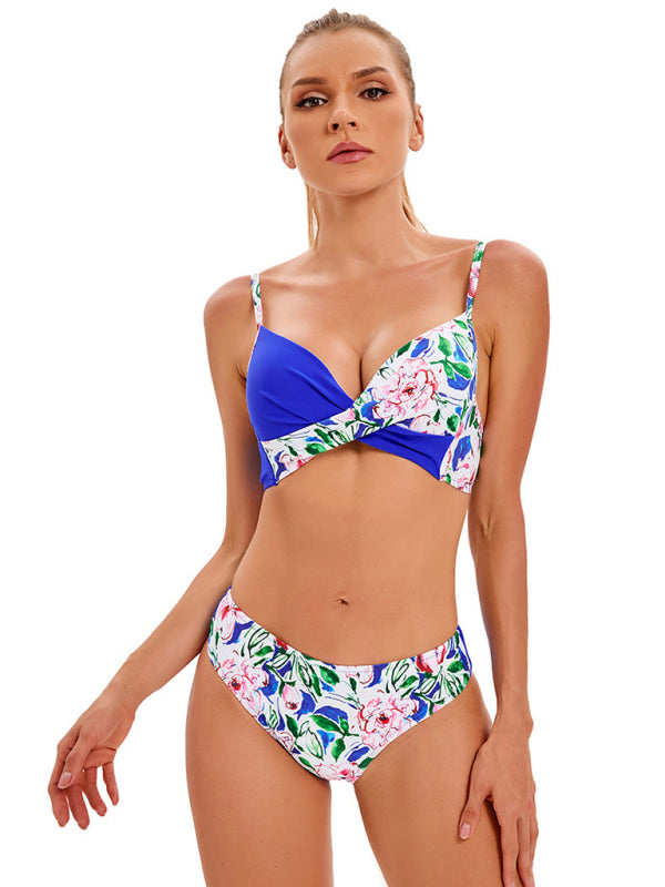 Tropical Floral Print Bikini Swimsuit