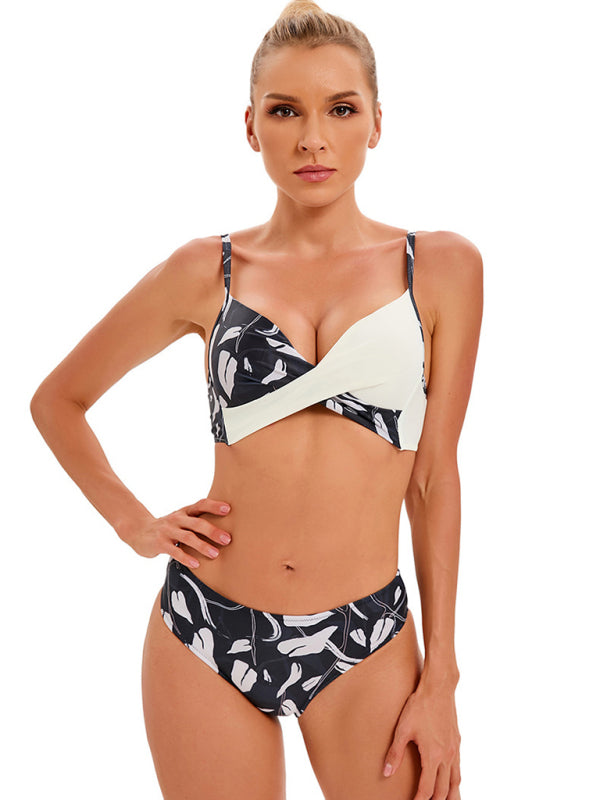 Tropical Floral Print Bikini Swimsuit