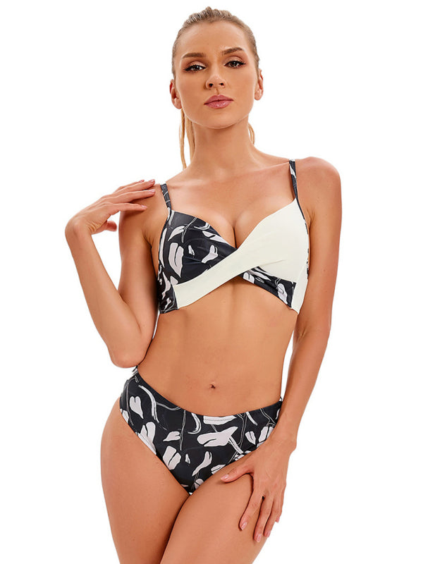 Tropical Floral Print Bikini Swimsuit