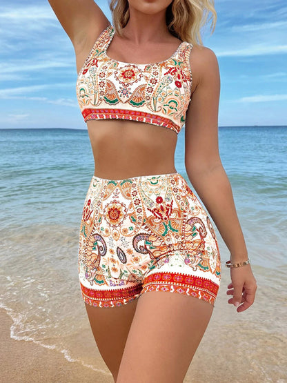 Ethnic Print Two-Piece Bikini Swimsuit Set