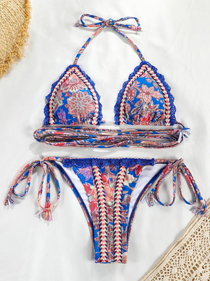 Bohemian Knit Wrap Strap Bikini Set