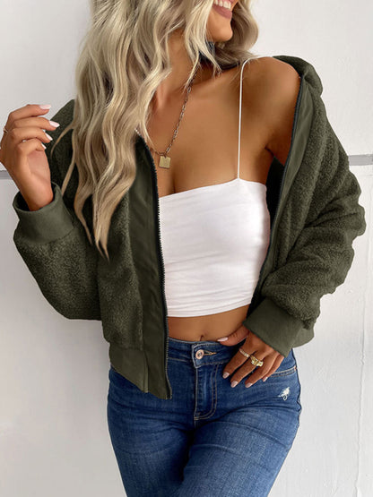 Solid Color Long-sleeved Lapel Sherpa Jacket