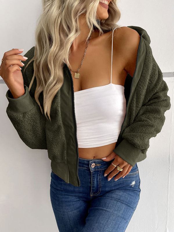Solid Color Long-sleeved Lapel Sherpa Jacket