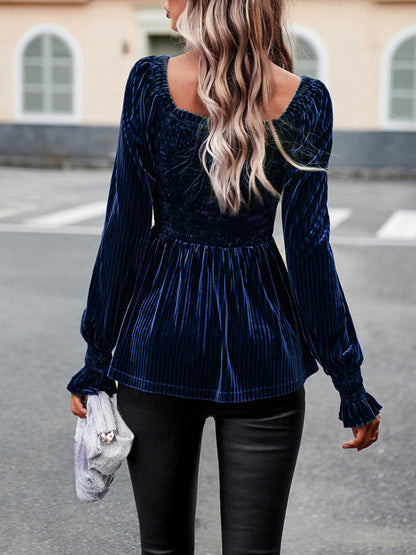 Temperament Commuter Long-sleeved Velvet Top