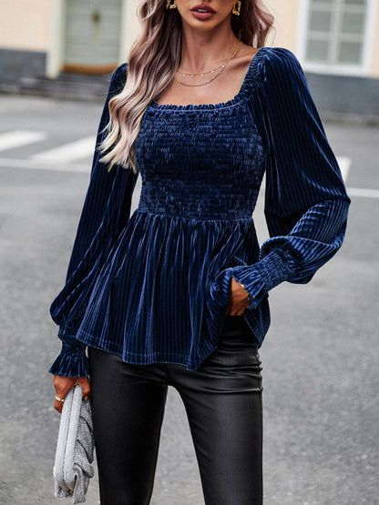 Temperament Commuter Long-sleeved Velvet Top