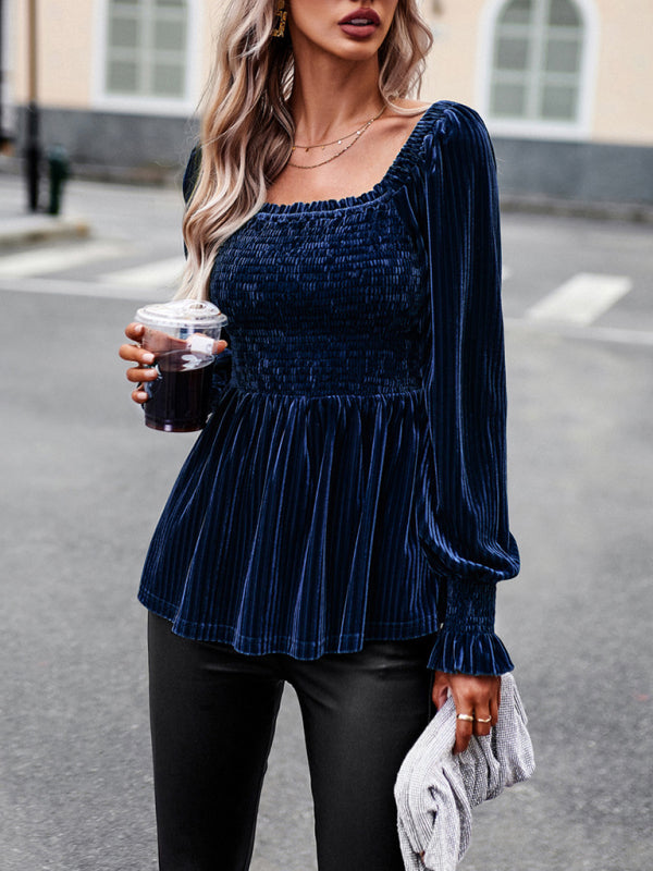 Temperament Commuter Long-sleeved Velvet Top