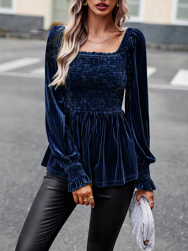 Temperament Commuter Long-sleeved Velvet Top