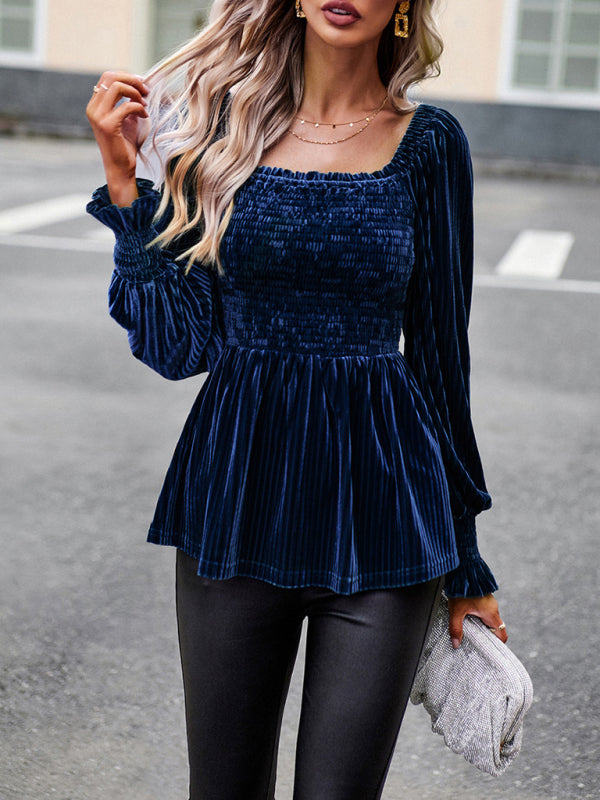 Temperament Commuter Long-sleeved Velvet Top