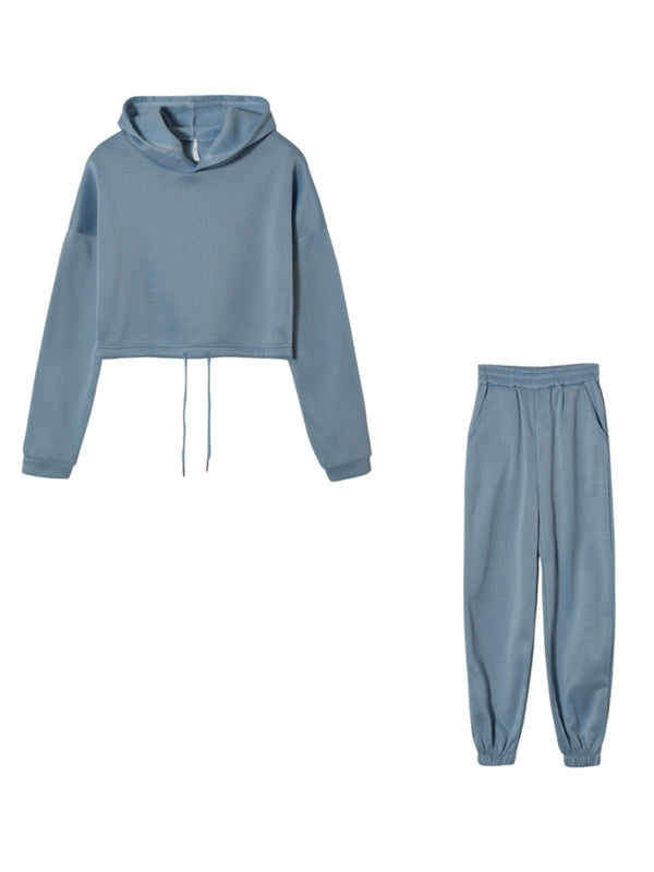 Super Soft Long-sleeve Cropped Sweatshirt & Casual Pants Set