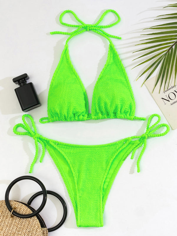 Sexy Knit Ribbed Bikini with Moderate Elasticity