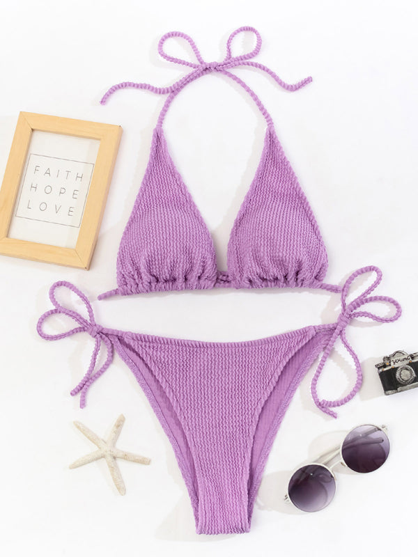 Sexy Knit Ribbed Bikini with Moderate Elasticity