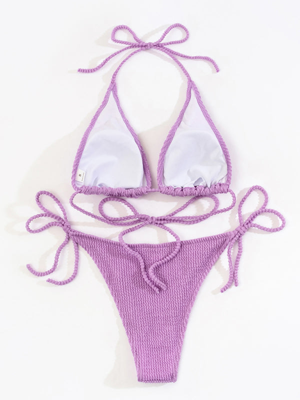 Sexy Knit Ribbed Bikini with Moderate Elasticity