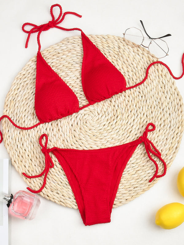 Sexy Knit Ribbed Bikini with Moderate Elasticity