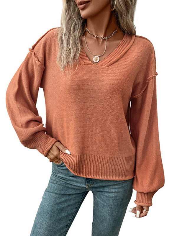 Orange Casual Knit Acrylic Long Sleeve Sweater