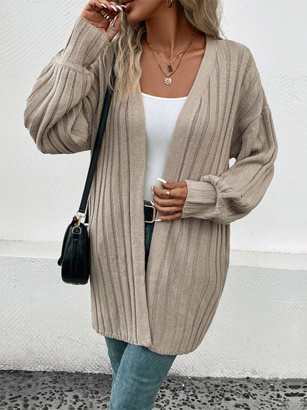 Longline Khaki Long Sleeve Cardigan Sweater