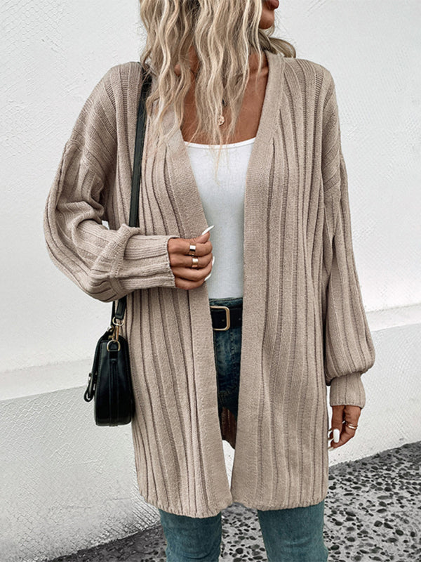 Longline Khaki Long Sleeve Cardigan Sweater