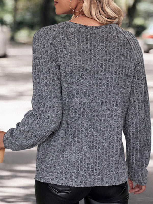 Stylish Charcoal Grey Solid Knit Elastic Top