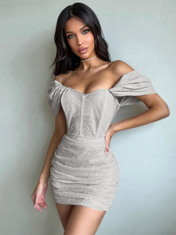 Sweetheart Neck Off-shoulder Slimming Waist Party Dress