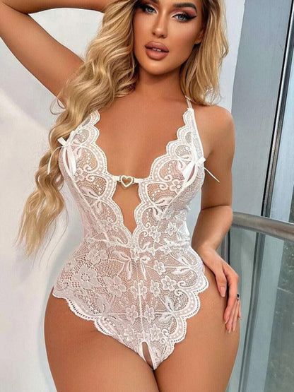 Sexy Lace See-through Crotch-free One-piece Lingerie