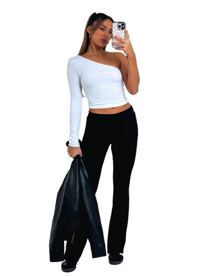 Comfortable Slim Fit Low-waist Flared Casual Pants