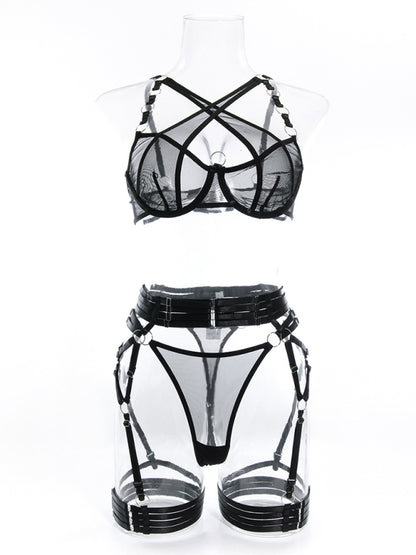 Sultry Criss-cross Hollow Backless Lingerie Set