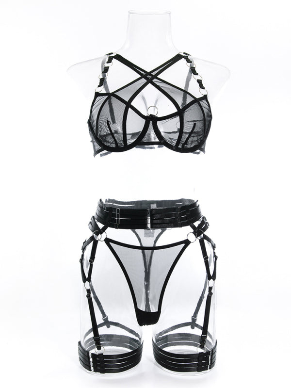 Sultry Criss-cross Hollow Backless Lingerie Set