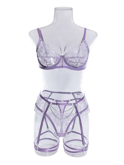 Elegant Floral Lace Woven Lingerie Set