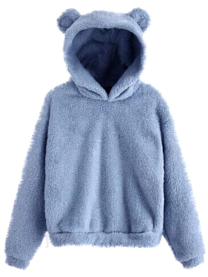 Fur Teddy Bear Ear Warm Hooded Sweatshirt