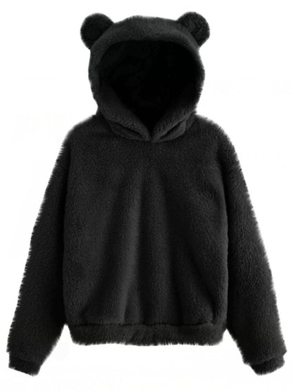 Fur Teddy Bear Ear Warm Hooded Sweatshirt