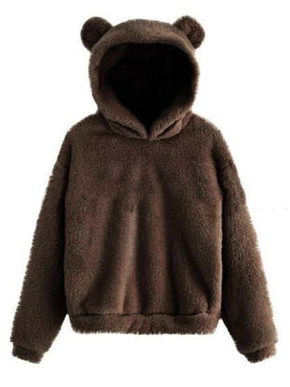 Fur Teddy Bear Ear Warm Hooded Sweatshirt