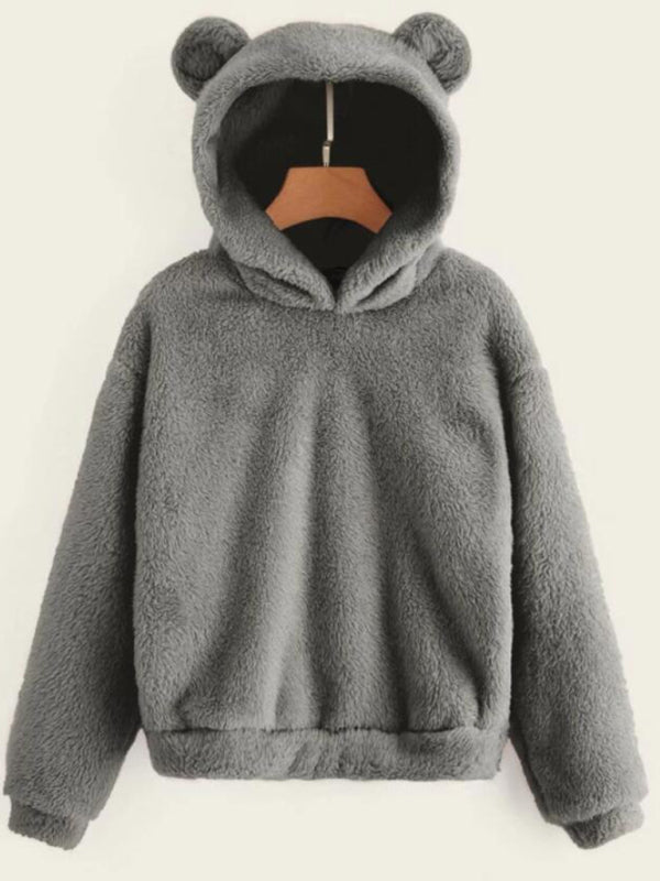 Fur Teddy Bear Ear Warm Hooded Sweatshirt