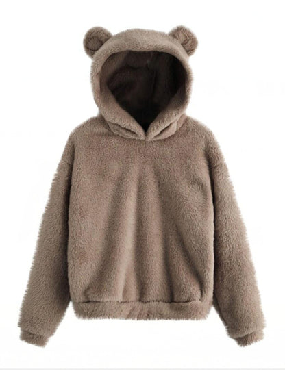 Fur Teddy Bear Ear Warm Hooded Sweatshirt