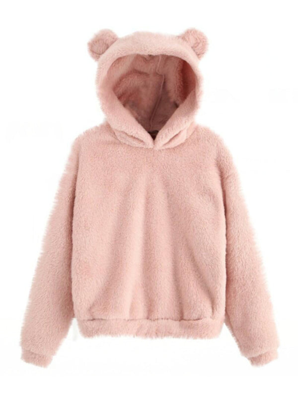 Fur Teddy Bear Ear Warm Hooded Sweatshirt