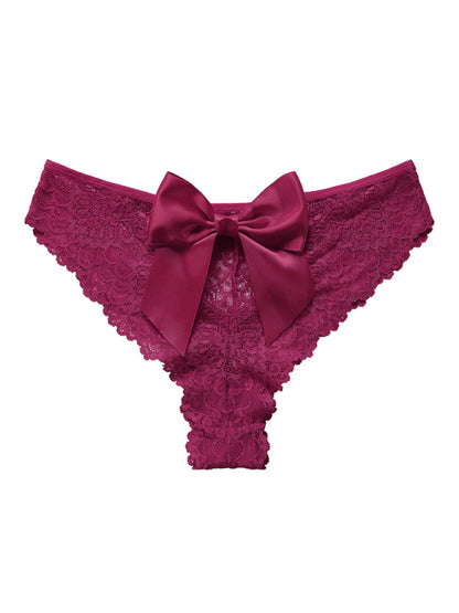 Sexy Bow Breathable Lace Low Waist Panties