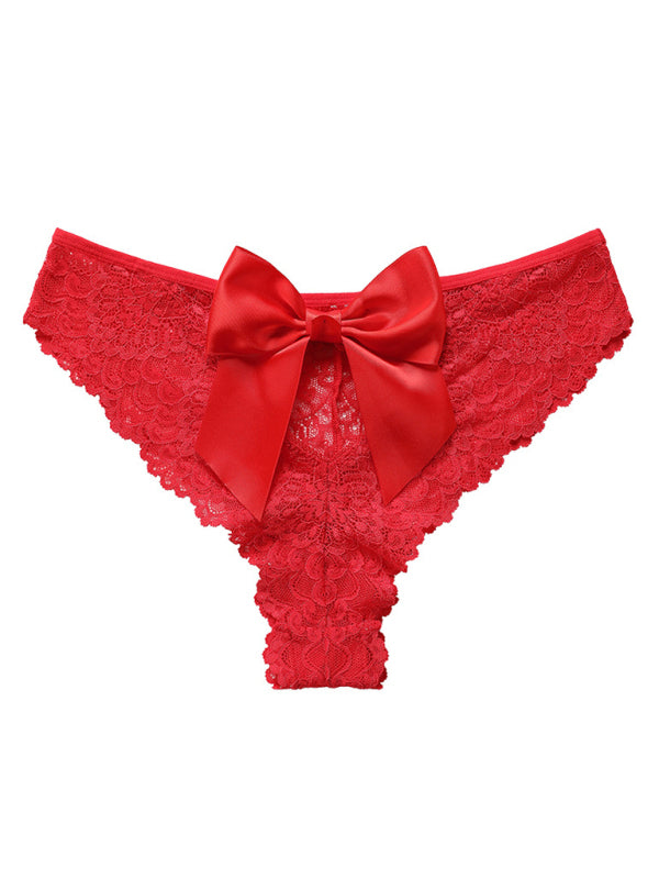 Sexy Bow Breathable Lace Low Waist Panties