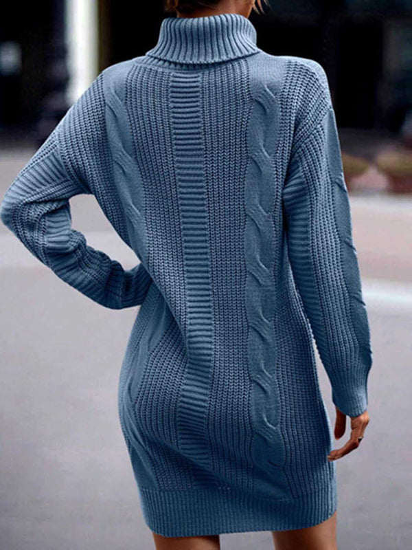 Turtleneck Long Sleeve Midi Sweater Dress