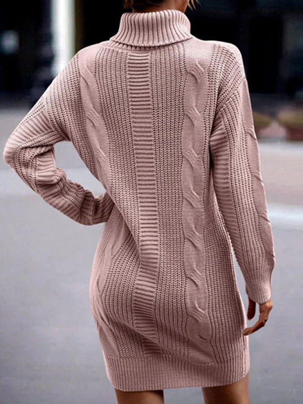 Turtleneck Long Sleeve Midi Sweater Dress