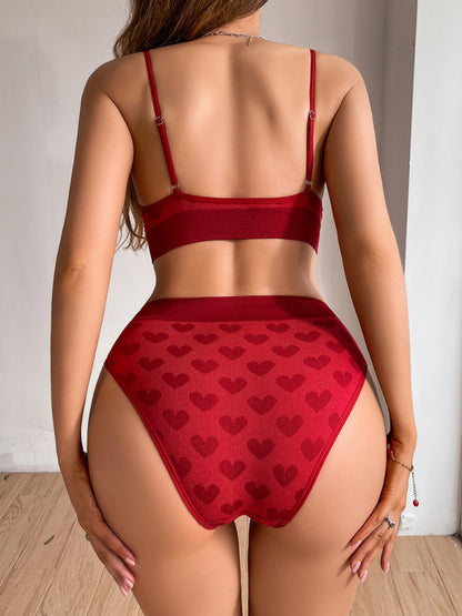 Valentine's Day Red Love Thin Strap Adjustable Underwear Set