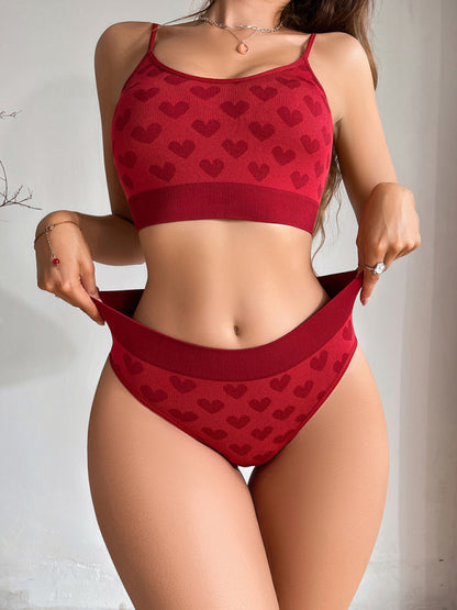 Valentine's Day Red Love Thin Strap Adjustable Underwear Set