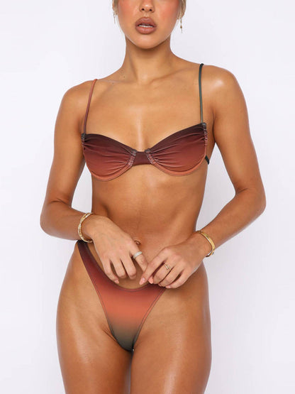 Gradient Underwire V-Waist Bikini Swimsuit