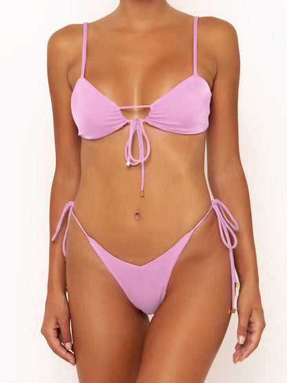 V-waist Halter Style String Bikini Swimsuit