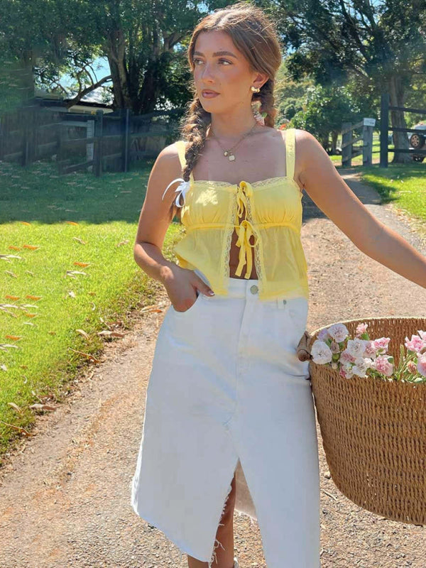 Sexy Halter Lace-up Country Tank Top