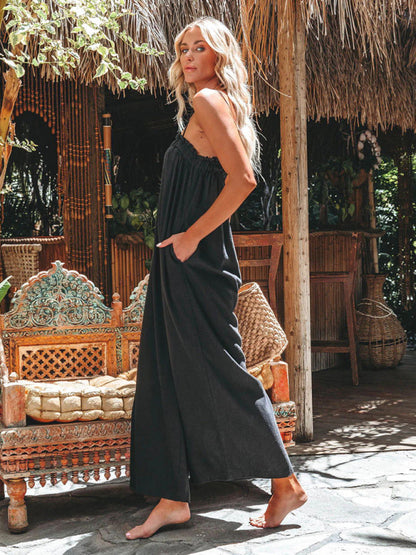 Loose High-waist Wide-leg Halter Jumpsuit