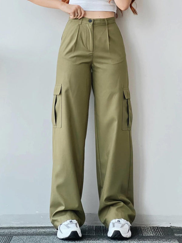 Mid-rise Three-dimensional Pocket Waist-cinching Casual Pants