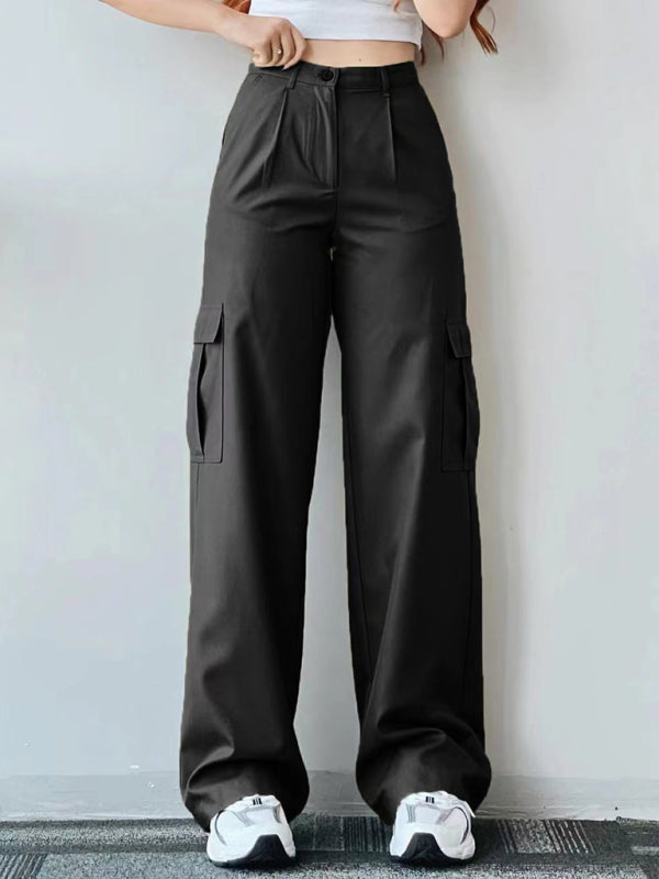 Mid-rise Three-dimensional Pocket Waist-cinching Casual Pants