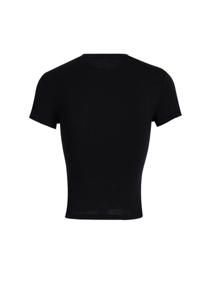 Y2K Style Solid Color Slimming Short-sleeved T-shirt